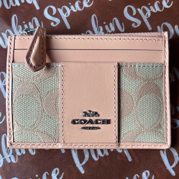 πππ COACH MINI SKINNY ID CASE IN SIGNATURE JACQUARD πππ NWT πππ - Picture 7 of 16